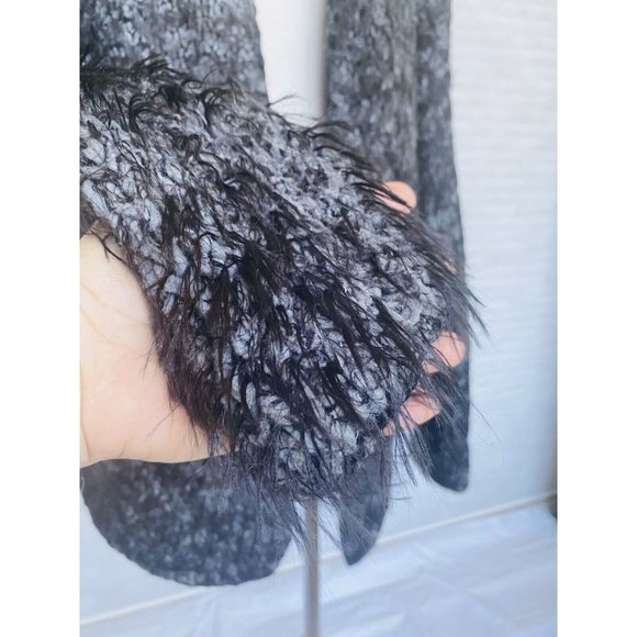 Cotton Emporium Cardigan Boucle Fuzzy Soft Open Front Gray Black Womens Size XS - Picture 8 of 9